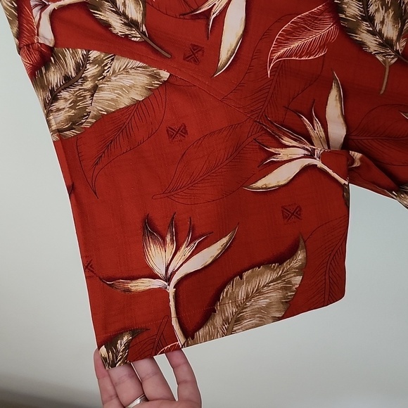 Paradise Collection Cezani 100% silk birds of paradise men's XL button up shirt - Picture 6 of 7
